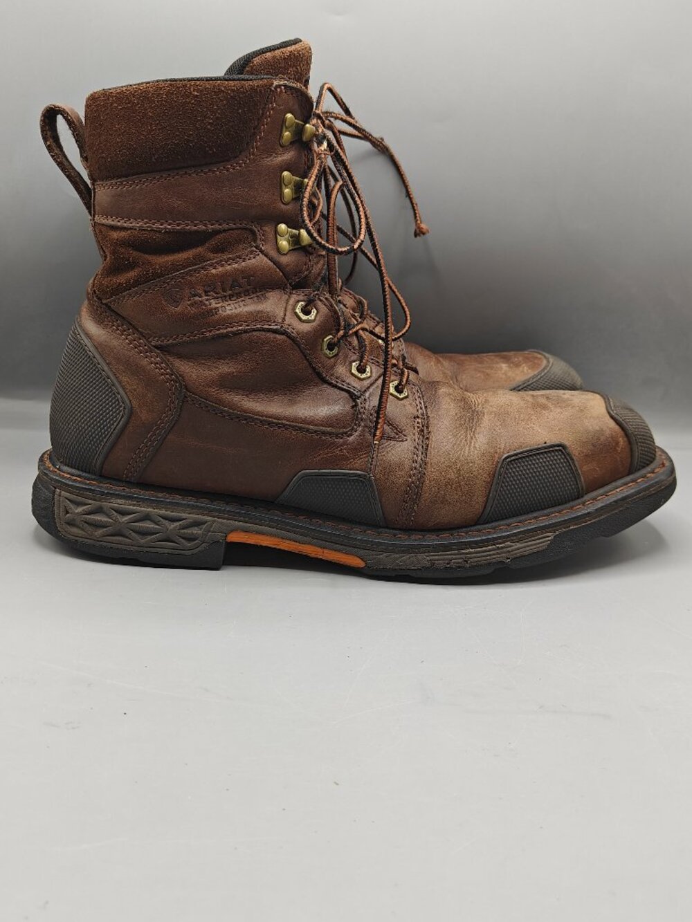 Ariat 8" Overdrive Composite Toe work Boot Brown Men's Size 12D 10012940